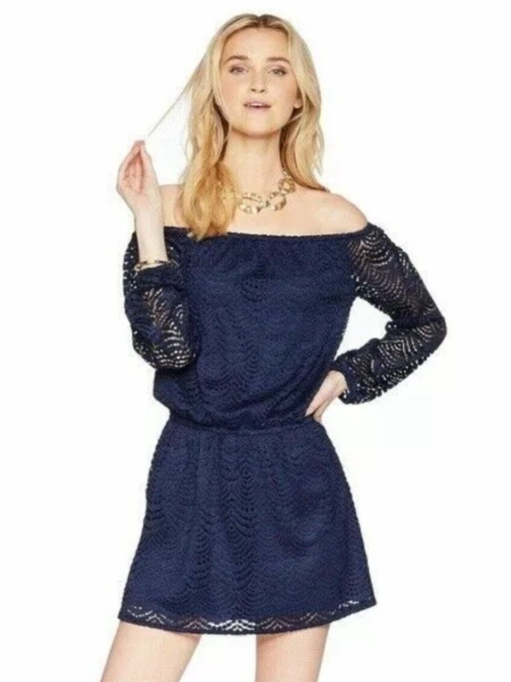 NWT Lilly Pulitzer Scalloped Shell Lace Lana Skort Romper-Size Medium-True Navy